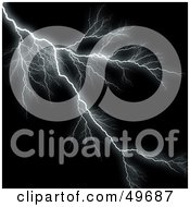 Royalty Free RF Clipart Illustration Of A Bolt Of Lightning Striking On Black by Arena Creative