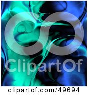 Royalty Free RF Clipart Illustration Of A Blue And Green Liquid Plasma Fractal Background by Arena Creative