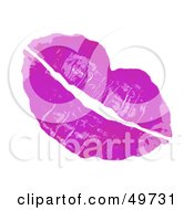 Poster, Art Print Of Pair Of Sexy Female Lips In Purple Lipstick On White