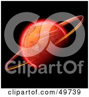 Poster, Art Print Of Ring Rotating Around A Red Planet On Black