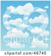 Blue Background Of Puffy White Clouds In The Heavens