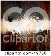 Royalty Free RF Clipart Illustration Of A Rusting Background With A White Halftone Text Box by Arena Creative