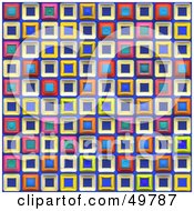 Poster, Art Print Of Funky Background Of Colorful Squares On Blue