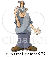 Poster, Art Print Of Male Tourist Taking Pictures With A Digital Camera