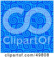 Royalty Free RF Clipart Illustration Of A Bright Blue Retro Spiral Background Pattern by Arena Creative