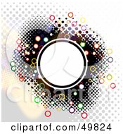 Royalty Free RF Clipart Illustration Of A White Circle Text Space With Colorful Rings And A Halftone Background