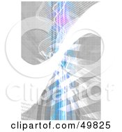 Royalty Free RF Clipart Illustration Of A Bright Wave Swooshing Over Hazard Stripes And Cables On Gray