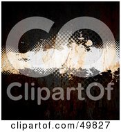 Royalty Free RF Clipart Illustration Of A Halftone And White Text Box Over A Dark Rusted Surface by Arena Creative
