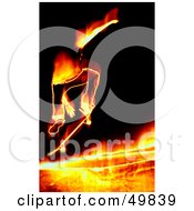 Poster, Art Print Of Fiery Skateboarder Jumping On Black