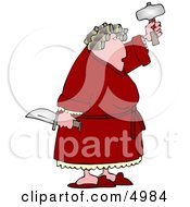 Crazy Woman With Pms Holding A Knife And Hatchet