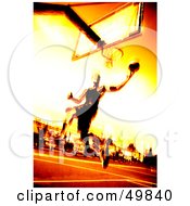 Fiery Basketball Player Jumping Towards A Hoop