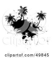 Poster, Art Print Of Black Palm Tree Island Silhouette On White