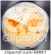 Royalty Free RF Clipart Illustration Of An Orange Round Radar Screen Scanning The Map by Arena Creative