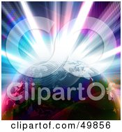 Poster, Art Print Of Colorful Explosion Behind Planet Earth With Waves