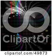 Royalty Free RF Clipart Illustration Of A Dark Funky Disco Background With Halftone Circles And Light