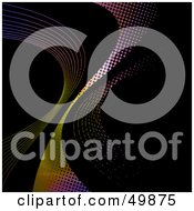 Royalty Free RF Clipart Illustration Of A Background Of Colorful Halftone Fractal Swooshes On Black
