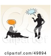 Poster, Art Print Of Two Silhouetted Teen Girls Reading And Talking With Bubbles
