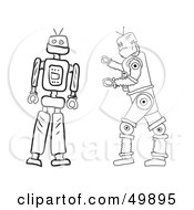 Royalty Free RF Clipart Illustration Of Two Robot Drawings by Arena Creative