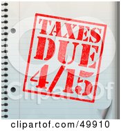 Taxes Due Stamp On A Notebook