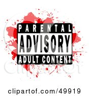 Poster, Art Print Of Parental Advisory Adult Content Label On Red Grunge On White