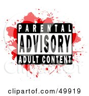 Royalty Free RF Clipart Illustration Of A Parental Advisory Adult Content Label On Red Grunge On White