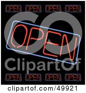 Royalty Free RF Clipart Illustration Of Neon Open Signs On Black by Arena Creative