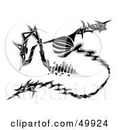 Royalty Free RF Clipart Illustration Of An Abstract Tribal Black And White Drawing Of An Equalizer by Arena Creative