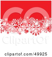 Poster, Art Print Of White And Red Background Divided By White Snowflakes