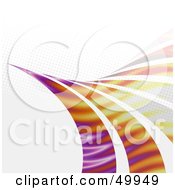 Royalty Free RF Clipart Illustration Of A Colorful Swoosh Curving Up On A Halftone Background by Arena Creative