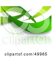 Royalty Free RF Clipart Illustration Of A Reflective White Background With Green Swooshes