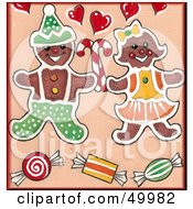 Poster, Art Print Of Gingerbread Cookie Couple With Candy