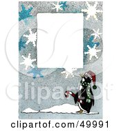 Poster, Art Print Of White Text Box Bordered With Snowflakes And A Penguin