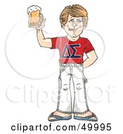 Blond Frat Boy Holding Up A Beer