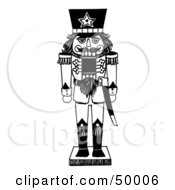 Royalty Free RF Clipart Illustration Of A Soldier Nutcracker In Black And White by LoopyLand