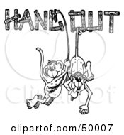 Royalty Free RF Clipart Illustration Of A Pair Of Happy Monkeys Eating Bananas And Hanging Out