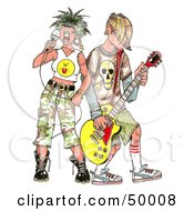 Rocker Chick Singing While A Band Member Plays A Guitar