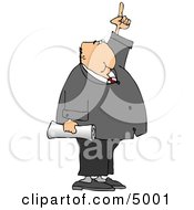 Businessman Pointing Finger Up Clipart