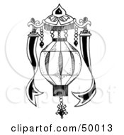 Royalty Free RF Clipart Illustration Of A Black And White Hanging Lantern