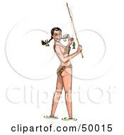 Poster, Art Print Of Sexy Fishing Pinup Girl In A Cheetah Print Bikini