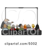 Crowd Of People Watching Businessman Give His Presentation Clipart