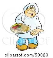 Poster, Art Print Of Friendly Male Chef Carrying A Steak On A Platter