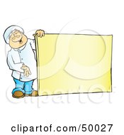Poster, Art Print Of Friendly Male Chef Holding A Blank Sign Board