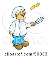 Poster, Art Print Of Friendly Male Chef Flipping A Hotcake