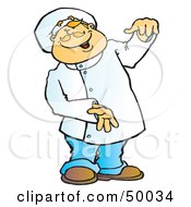 Royalty Free RF Clipart Illustration Of A Friendly Male Chef Holding An Invisible Item