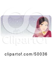 Beautiful Indian Bride In Pink Glancing Left On A Pastel Purple Background