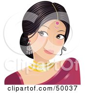 Poster, Art Print Of Gorgeous Indian Bride In A Pink Dress Wearing Jewelery And Looking To The Left