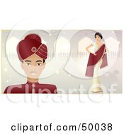 Poster, Art Print Of Happy Indian Bride And Groom On A Magical Pastel Background