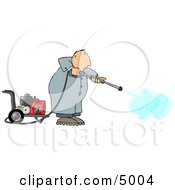 Man Cleaning With A Heavy Duty Gas Powered Pressure Washer