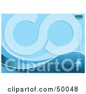 Royalty Free RF Clipart Illustration Of A Blue Wave Background With Halftone Dots Waves And A Bar