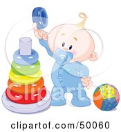 Poster, Art Print Of Baby Boy Playing With A Ring Pyramid